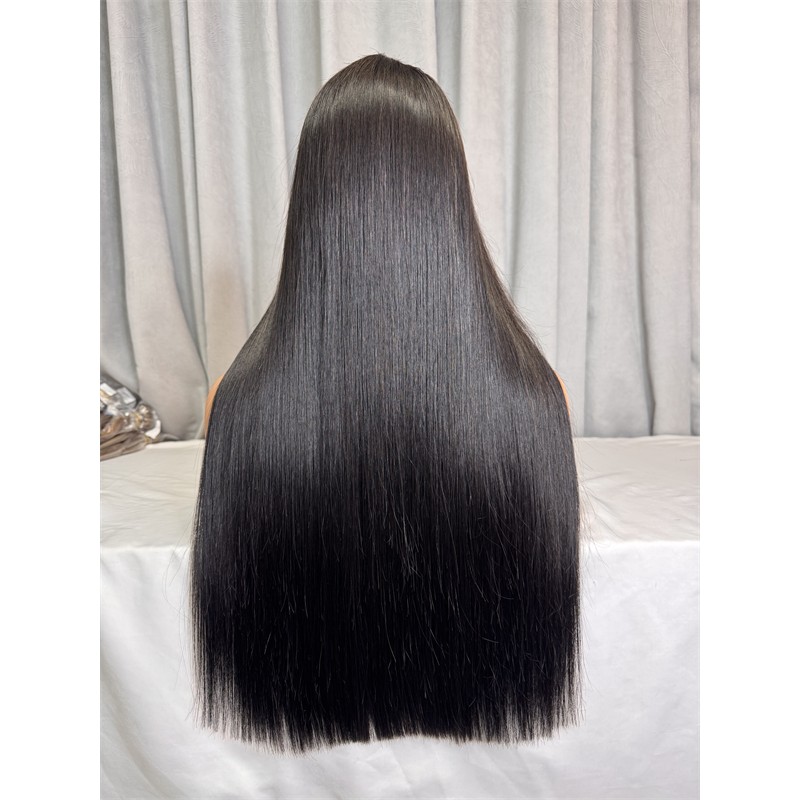 300% Density Double Drawn Bone Straight 2x6 5x5 Transparent Lace Closure Wig
